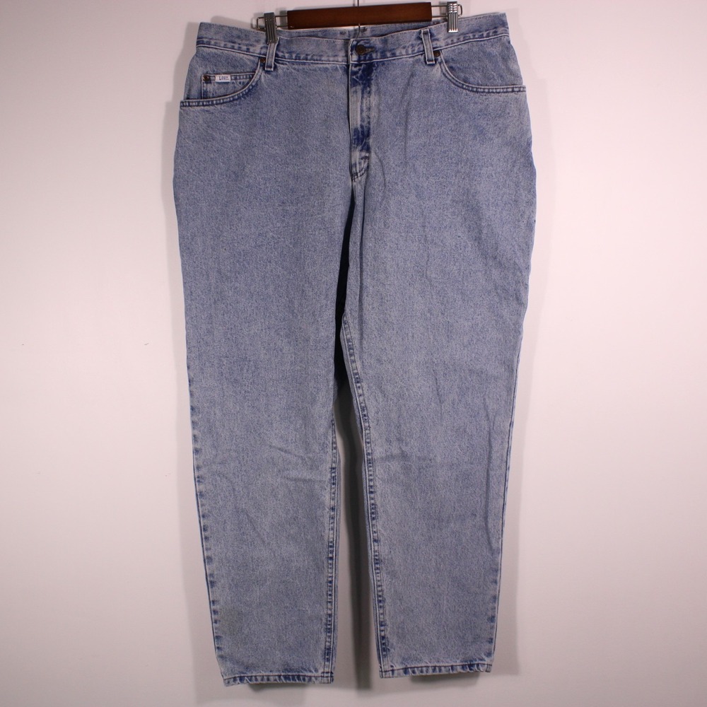 Vintage 90's Lee Jeans Womens 22W Blue Light Wash White Ribbon 39.5x29.5‎ Y2K